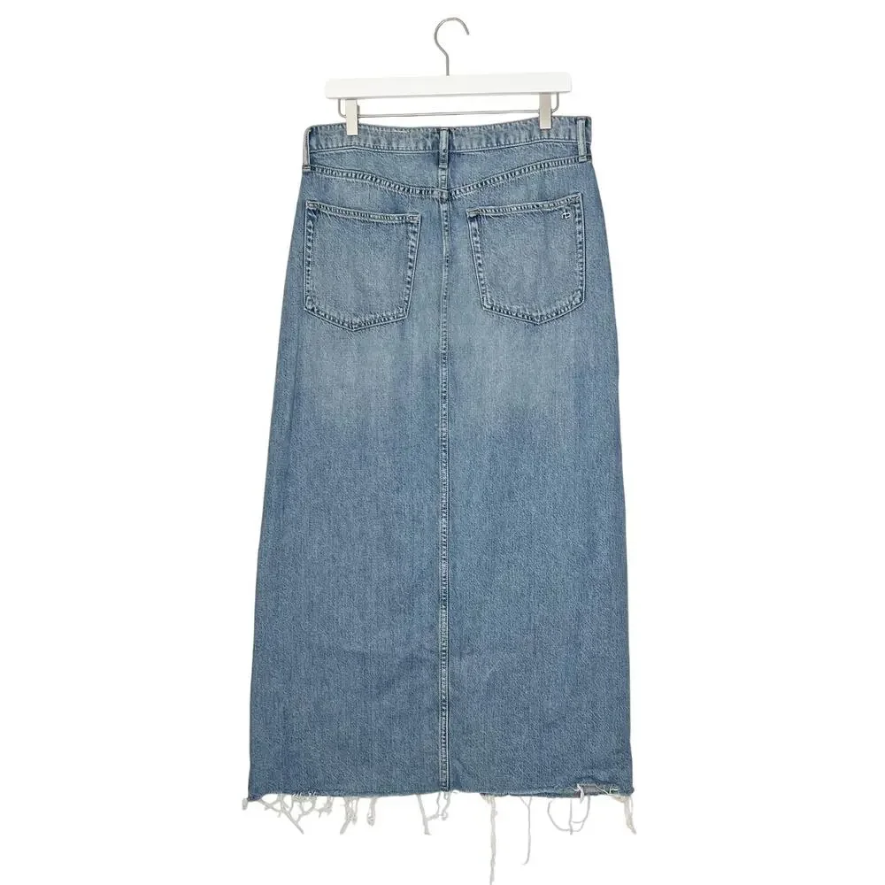 rag & bone Avery Featherweight Denim Maxi Skirt in Beverlys Raw Hem size 29 - Picture 13 of 16